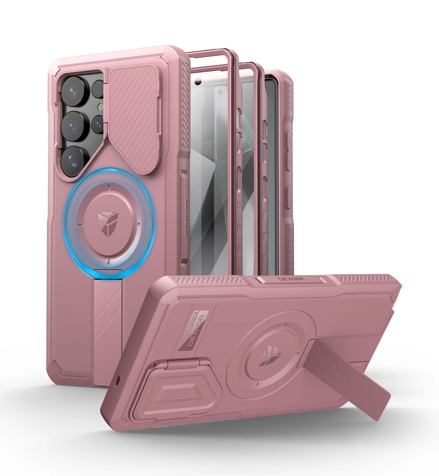 For Samsung Galaxy S25 Ultra Rugged Armor Shockproof Case with Built-in Sliding Camera Cover Built-in Screen Protector Kickstand
