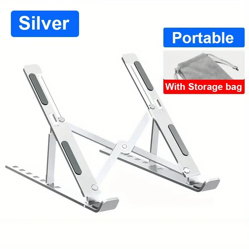 Aluminum alloy laptop stand with heat dissipation and height increasing support, portable metal computer stand