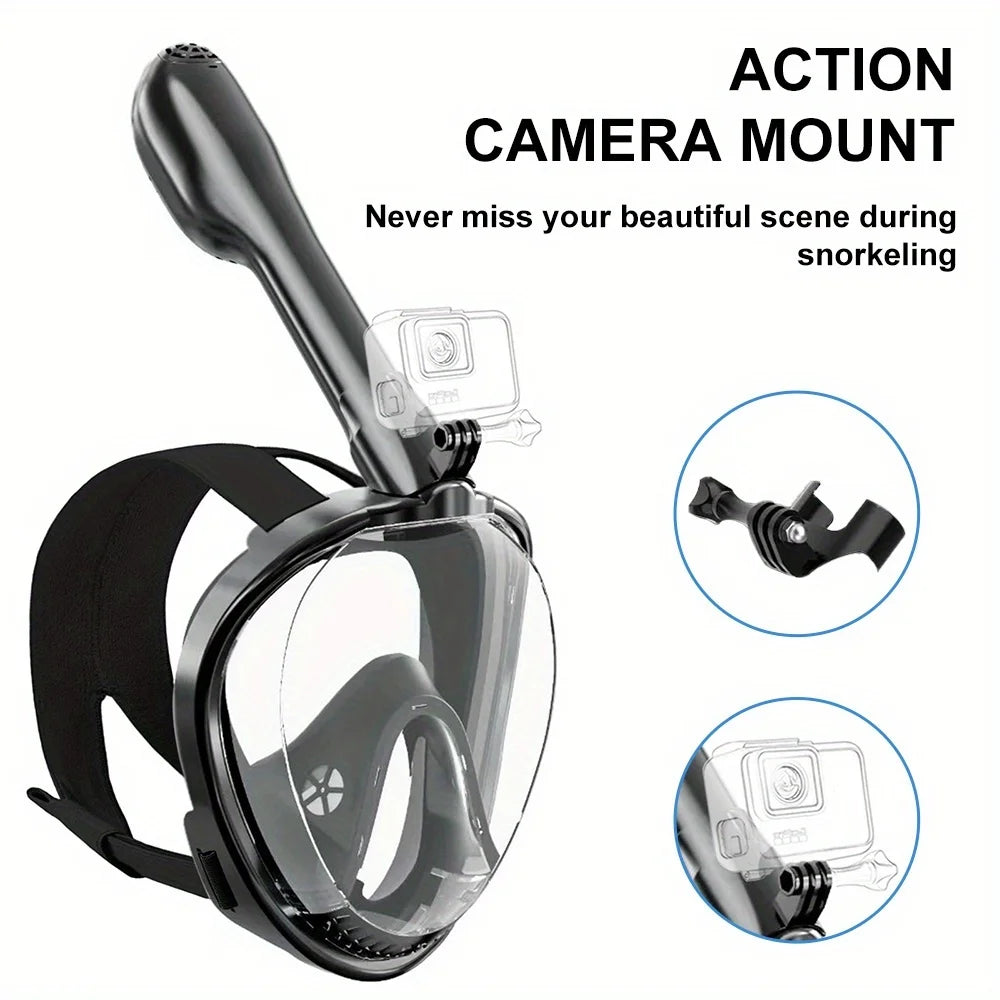 Professional Full Face Snorkeling Swimming Diving Mask Wide View Anti-Fog Anti-Leak for Adult with Detachable Camera Mount