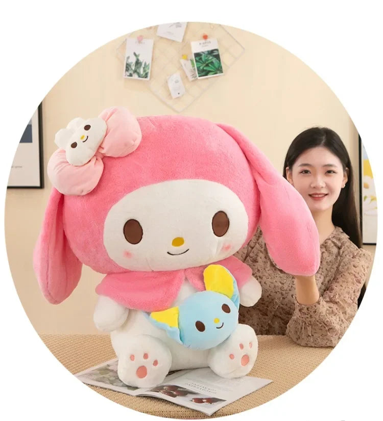 Sanrio Kuromi Plush Dolls 40/50cm Kawaii My Melody Cinnamoroll Soft Stuffed Animals Anime Figure Pillow Cartoon Decor Kids Toys