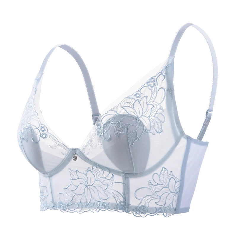 Women’s Lace Transparent Rabbit Ears Push-Up Bra – Soft, Thin, Wire-Free Bralette