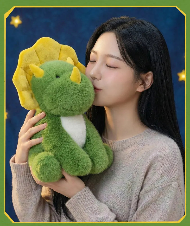 Green Triceratops Dinosaur Plush Stuffed Animal Pillow