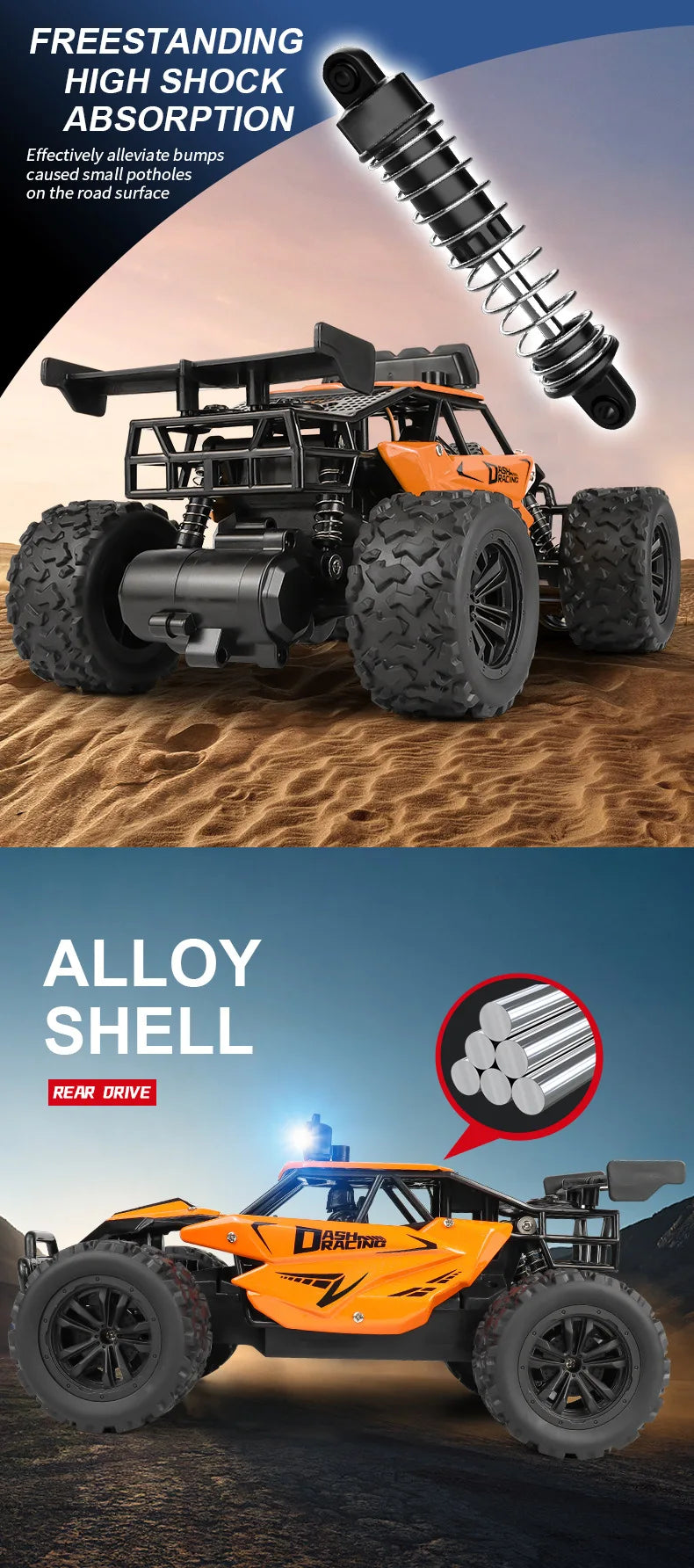 Remote Control Car RC Drift Racing 1:16 Vehicle Off Road Alloy 2.4G Radio High-Speed Trucks With LED Light Climbing Gift Toy