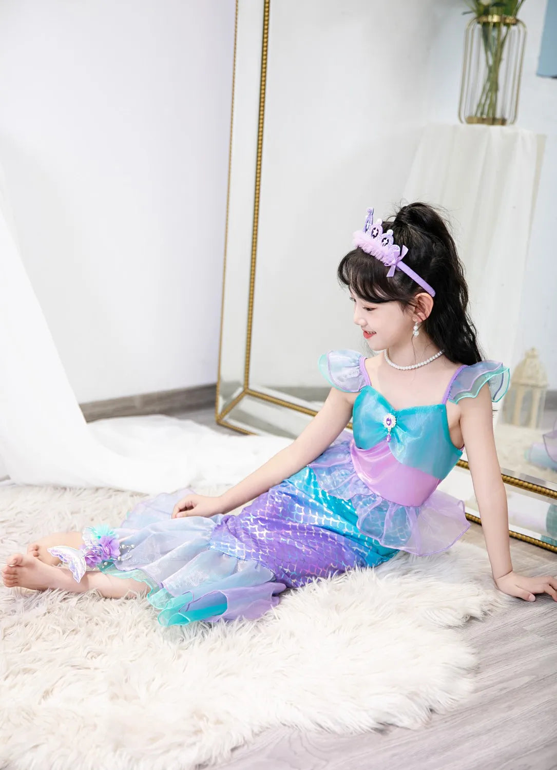 Little Mermaid Costume For Girl Ariel Dress Kids Birthday Halloween Carvinal Party Dresses Cosplay Clothes Children Prom Gown