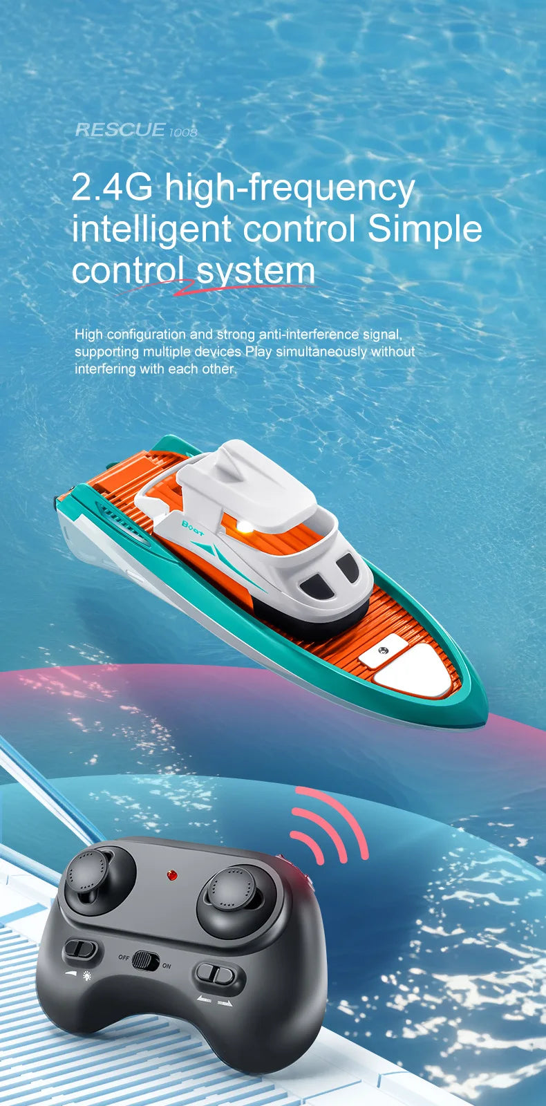 Mini Rc Boat 1/32 Radio Remote Controlled High Speed Ship with Led Light Palm Boat Summer Water Toy Pool Toys Models Gifts