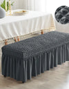 Stretch Long Bench Cover with Skirt Seersucker Ottoman Covers Elastic Piano Stool Protector Bedroom Bedside Footrest Slipcovers
