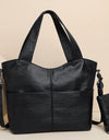 Big Black Shoulder Bags Large Soft Leather Crossbody Handbag Travel Tote Bag