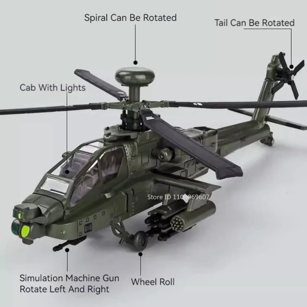 1:32 AH-64 Apache Helicopter Diecast Model Toy