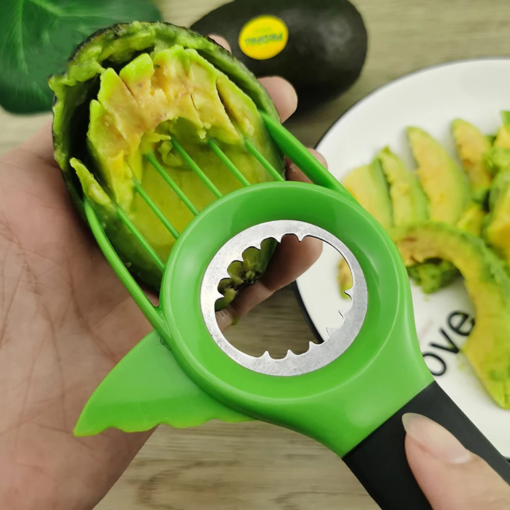 3-in-1 Multifunction Avocado Slicer Shea Stainless Steel Corator Separator Butter Fruit Peeler Plastic Knife Kitchen Fruit Tools