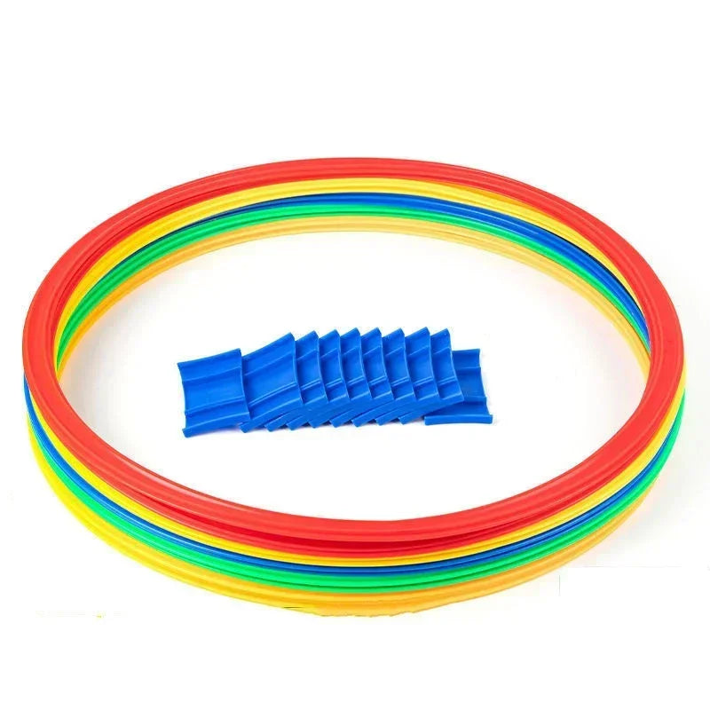 Outdoor s Funny Physical Training Sport Toys Lattice Jump Ring Set Game 10 Hoops 10 Connectors for Park Play Boys Girls