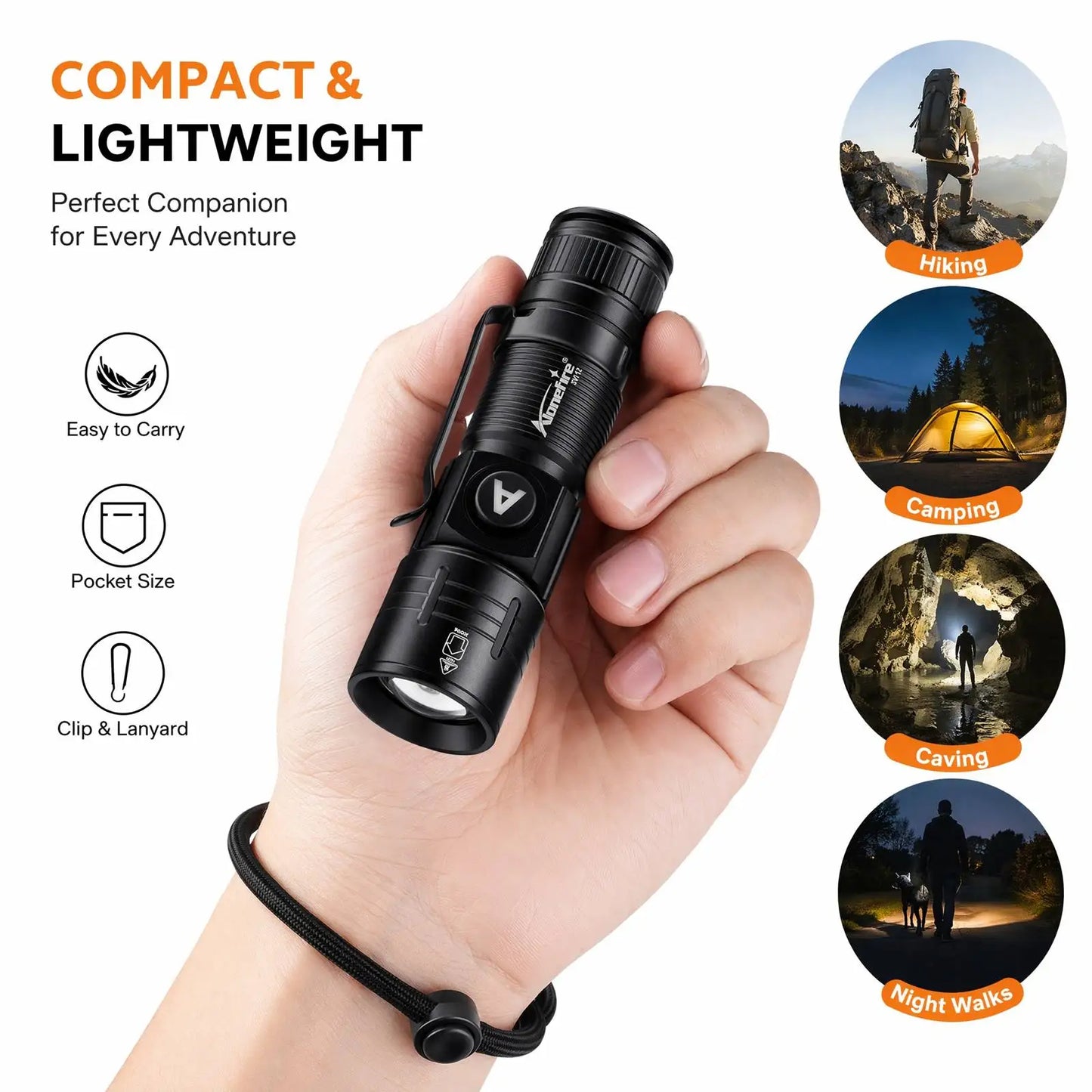 5W Zoomable Rechargeable LED Flashlight