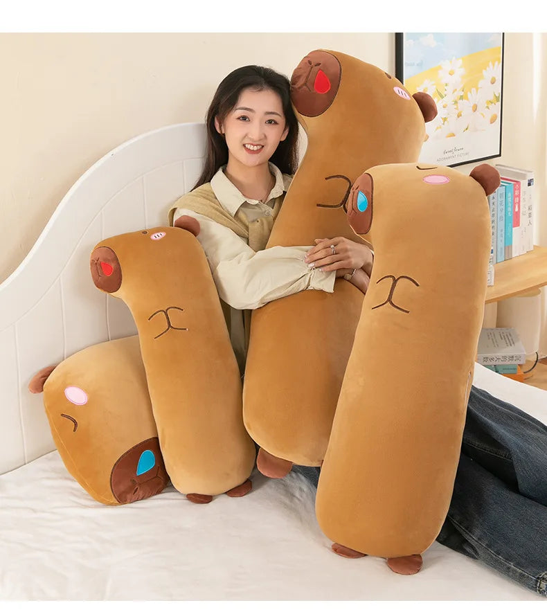 65/85/105cm Kawaii Capybara Plush Long Pillow Toys Sleeping Pillow Soft Cartoon Stuffed Animal Capibala Dolls Kids Children Gift
