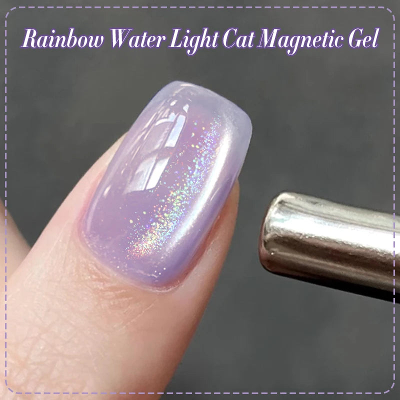 10ml Rainbow Purple Water Light Cat  Gel Nail Polish Shining Super Sliver-light Holographic Soak Off UV Gel