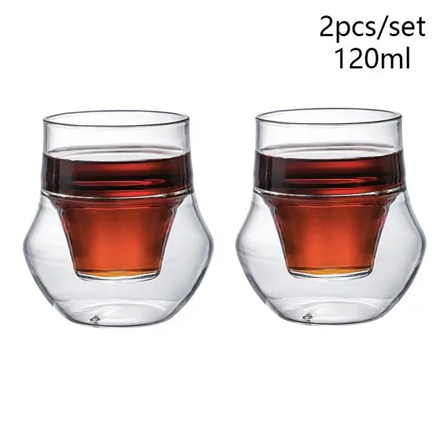 120/250/335ml Double-layer Glass Cup Hanging Ear Espresso Coffee Cup Anti-scalding Milk Brandy Wine Teacup Clear Mug Set
