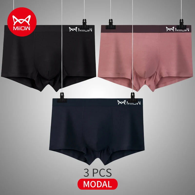 3-Pack Men’s Modal Graphene Boxer Shorts – Antibacterial Crotch, Comfortable Fit