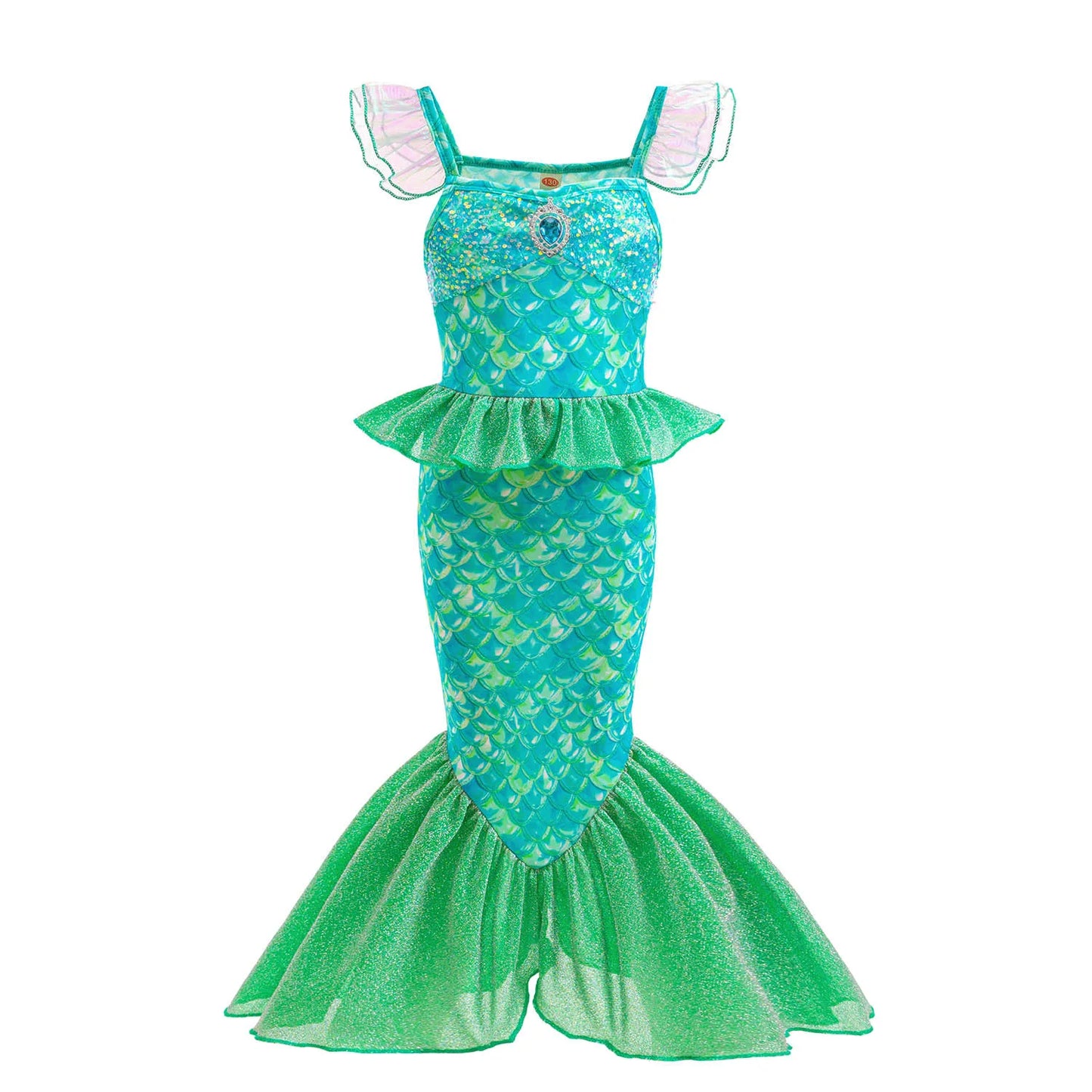 Ariel Mermaid Dress Gown Fashionable Princess Roleplay Costume for Girls