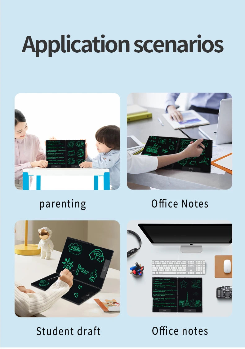 14.3-inch Folding Screen  LCD Superfine Handwriting Writing Board Meeting megnetic to Eras Drawings Tablet Split screen