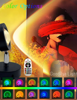 Sunset Light Remote Control Projector Light Portable LED 16 Colours Rainbow Lamp Living Room Coffee Shop Romantic Decoration