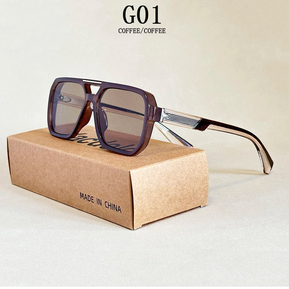 Square Frame Vintage Sunglasses With UV400 Protection