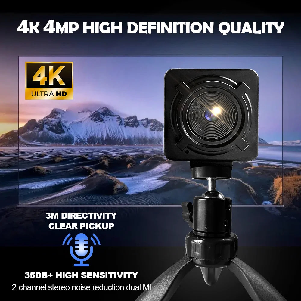 4K Webcam for PC with Autofocus Remote Control USB Camera for Live Streaming Video Calls with Tripod
