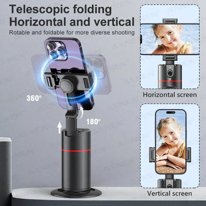 P02 360 Rotation Follow-up Gimbal Stabilizer Monopod Desktop Tracking Gimbal with Remote for Phone Live Photography