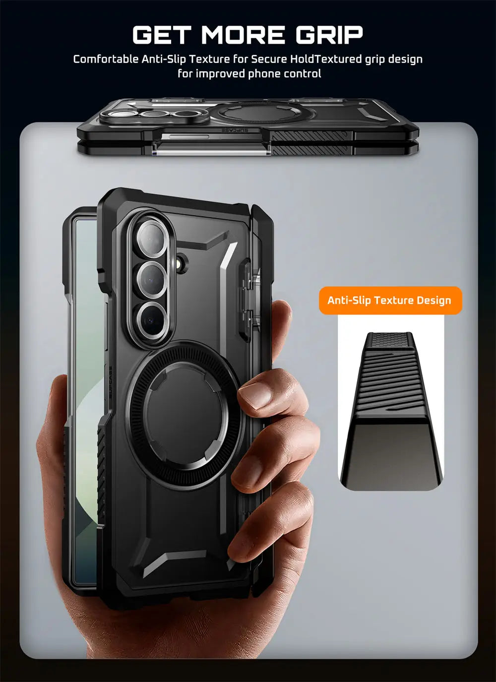 For Samsung Galaxy Z Fold 7 Case UB Grip Anti-Scratch Heavy Duty Rugged  Phone Case with Screen Protector