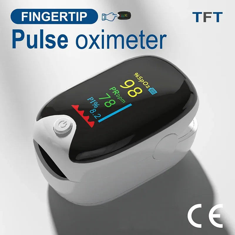 Medical Portable Fingertip Handheld Pulse Oximeters Finger Monitor Adult TFT Screen Automatic Shut Off Bulit in Protector