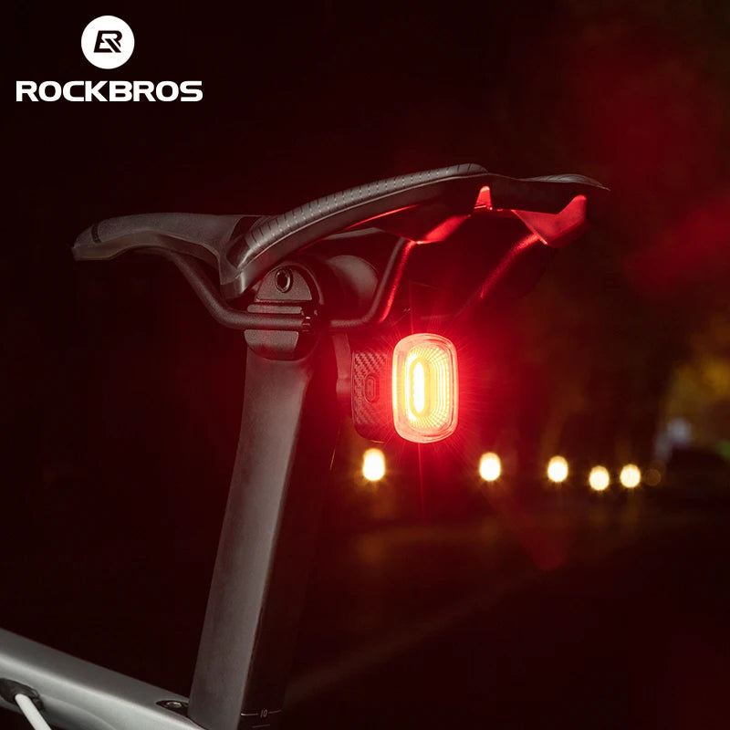 Smart Bicycle Brake Light IPx6 Taillight Type-C Bike Tail Rear Light Auto Stop LED Riding Warning Cycling Light