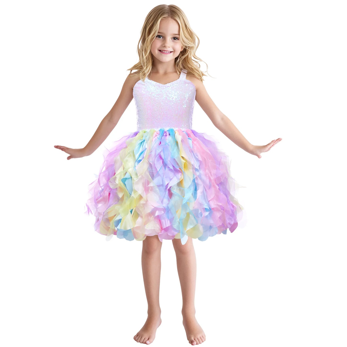 Sequin Pageant Dress with Spiral Hem Birthday Party Gown