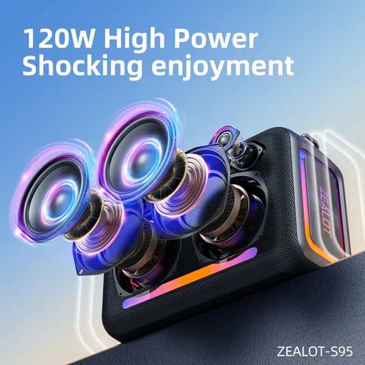 120W RGB Portable Bluetooth Speakers, Massive Bass Party Boombox IPX6 Waterproof Speaker Large, Loud Outdoor Speaker