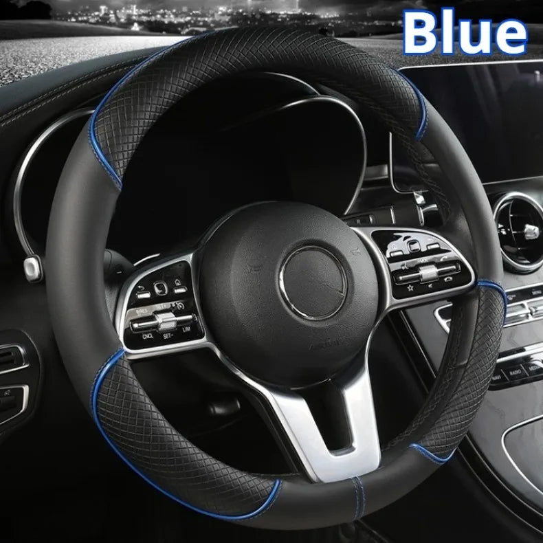 Universal Leather Diamond Steering Wheel Cover 37CM 38CM