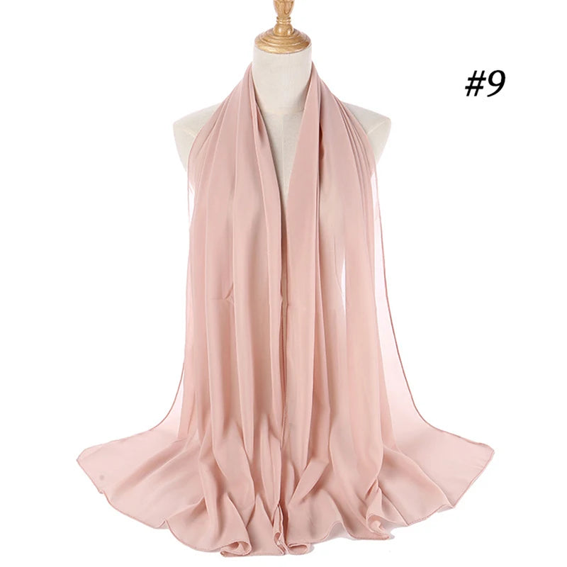 Muslim Chiffon Hijab Women Bubble Chiffon Scarf For Women Ladies Veil Muslim Islam Solid Color Malaysia Wrap Scarves