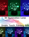 Heart 3D Acrylic Kids Bedside Table Lamp LED I Love You 7 Colors Touch Night Light