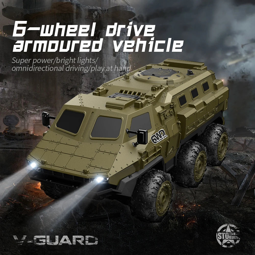 6WD Armored RC Car Simulation Military Transport Truck 360° Stunt High-speed Climbing 2.4G Remote Control Model Boy Toy