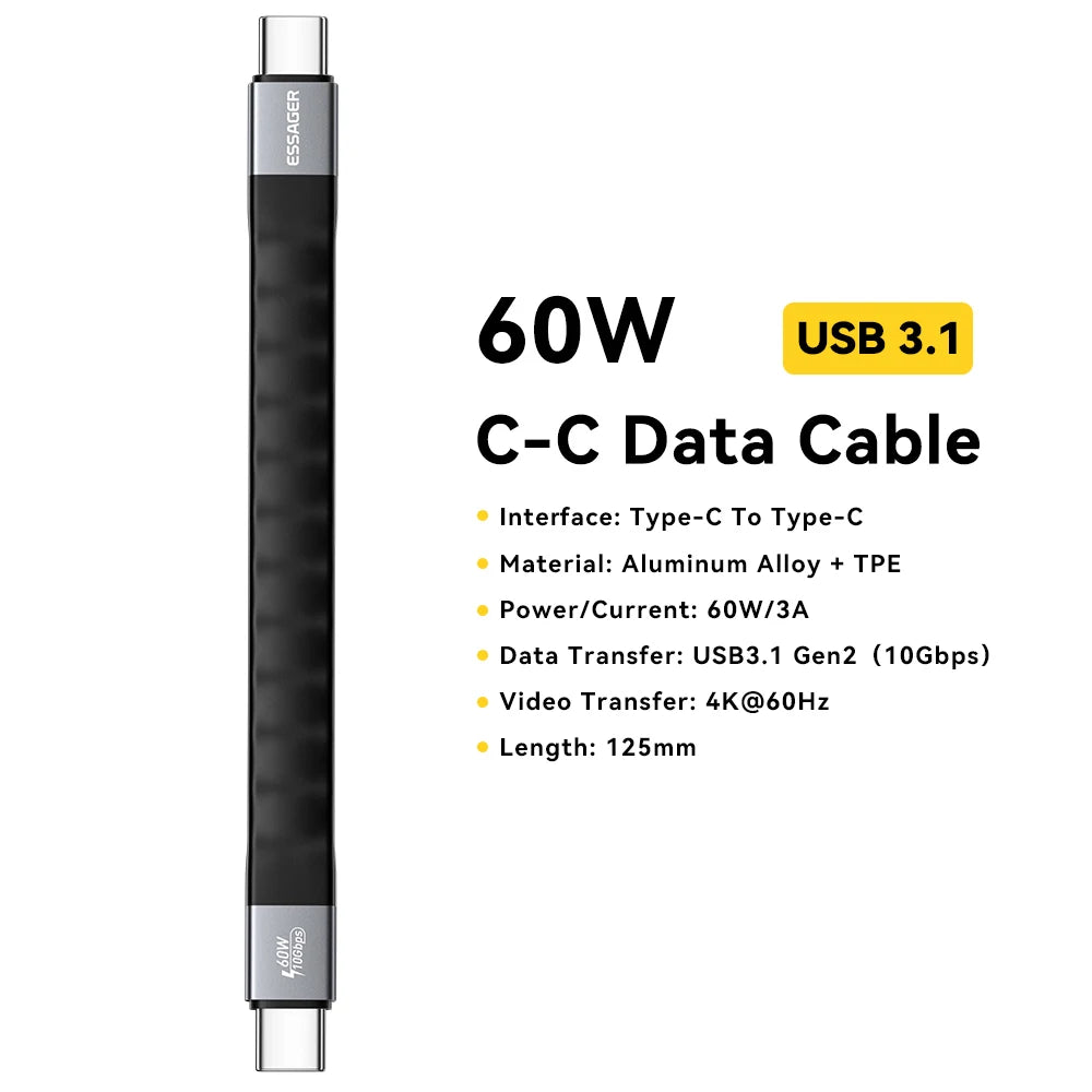 USB 4.0 Type-C Cable 40Gbps | 8K@60Hz | 240W PD Fast Charging (12.5cm)