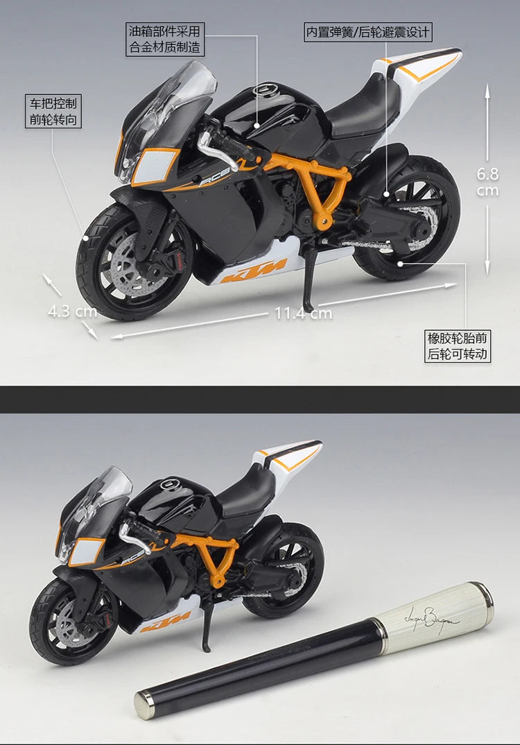 1 18 Scale KTM 1190 RC8 R Diecast Motorcycle Model