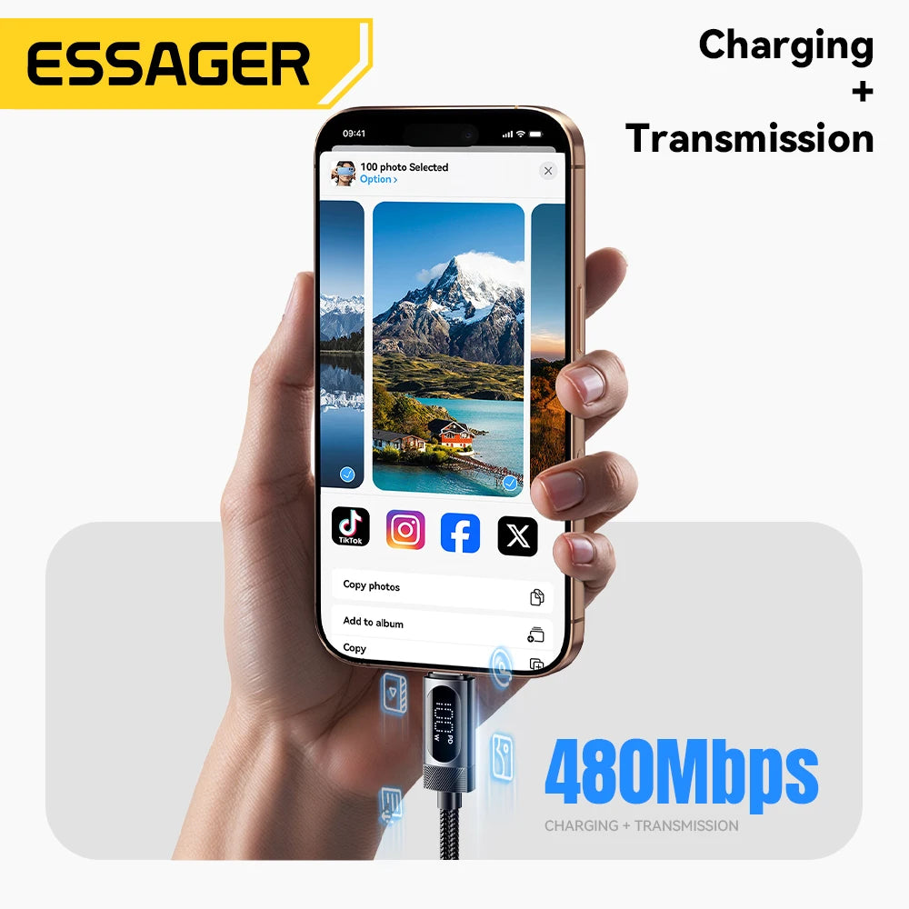 100W USB-C to USB-C Cable with Digital Display