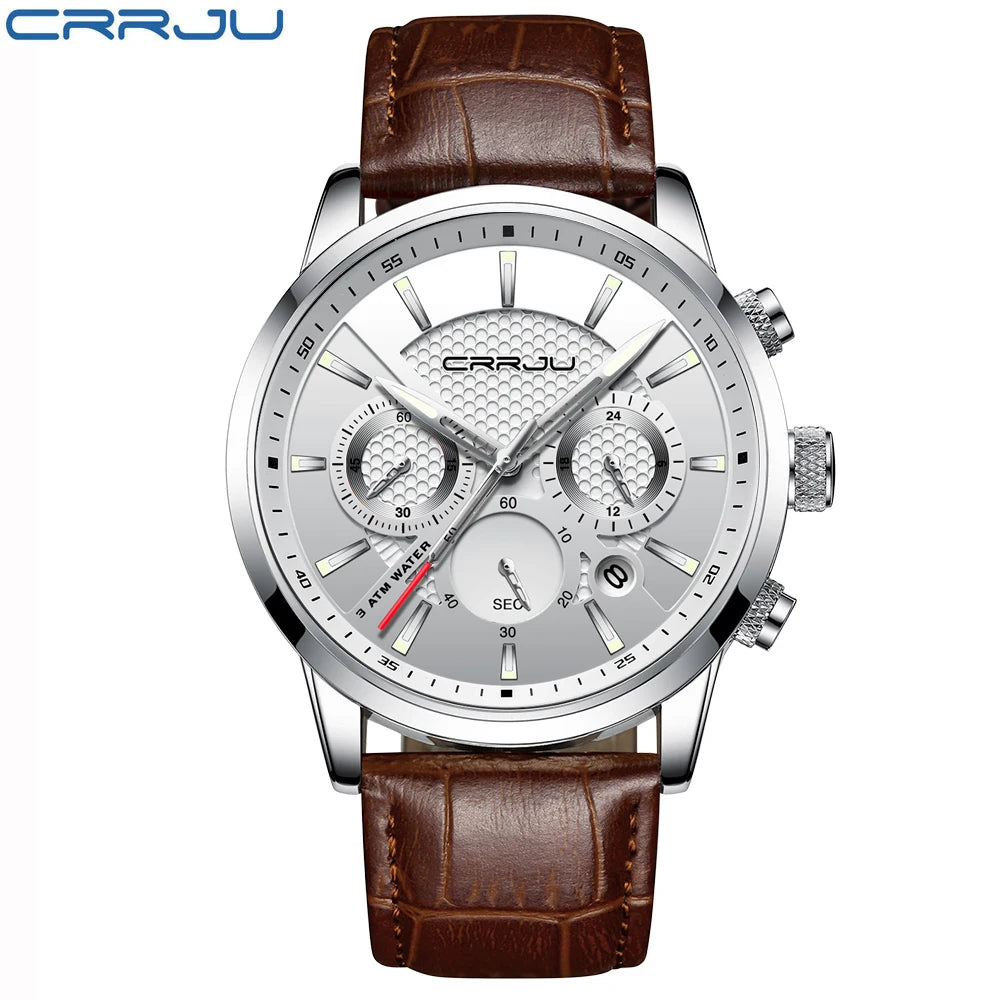 Man Watch Luxury Leather Wrist Watch Casual Chronograph Quartz Waterproof  Hot Sale Wristwatch