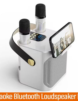 High Power Karaoke Bluetooth Speaker with Dual Microphone Boombox Portable 360 Stereo Surround Waterproof Wireless Subwoofer