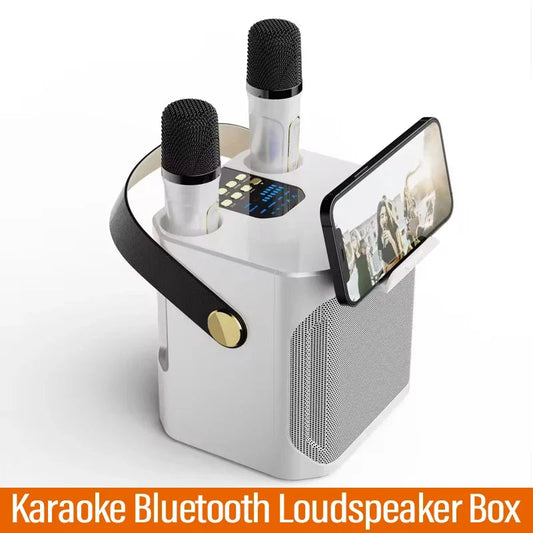 High Power Karaoke Bluetooth Speaker with Dual Microphone Boombox Portable 360 Stereo Surround Waterproof Wireless Subwoofer