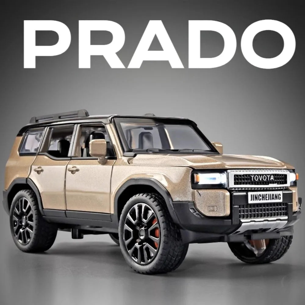 Scale 1:32 Prado Alphard Toy Car Model Alloy Diecast Doors Opened Light Sound Off-road Miniature SUV Hobby Ornaments Gifts