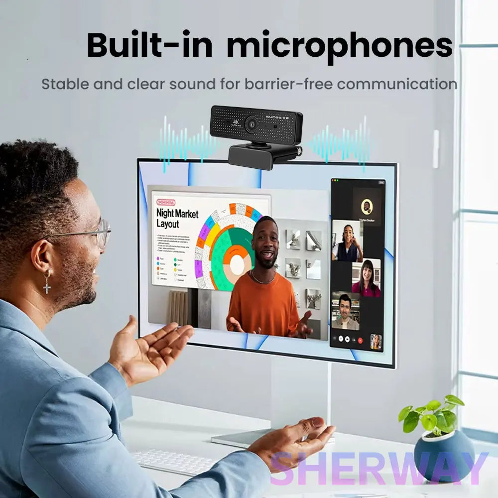 4K Webcam for PC UHD Autofocus Streaming Web Cam with Mics Plug and Play USB Computer Video Camera for Online Teaching/Meeting