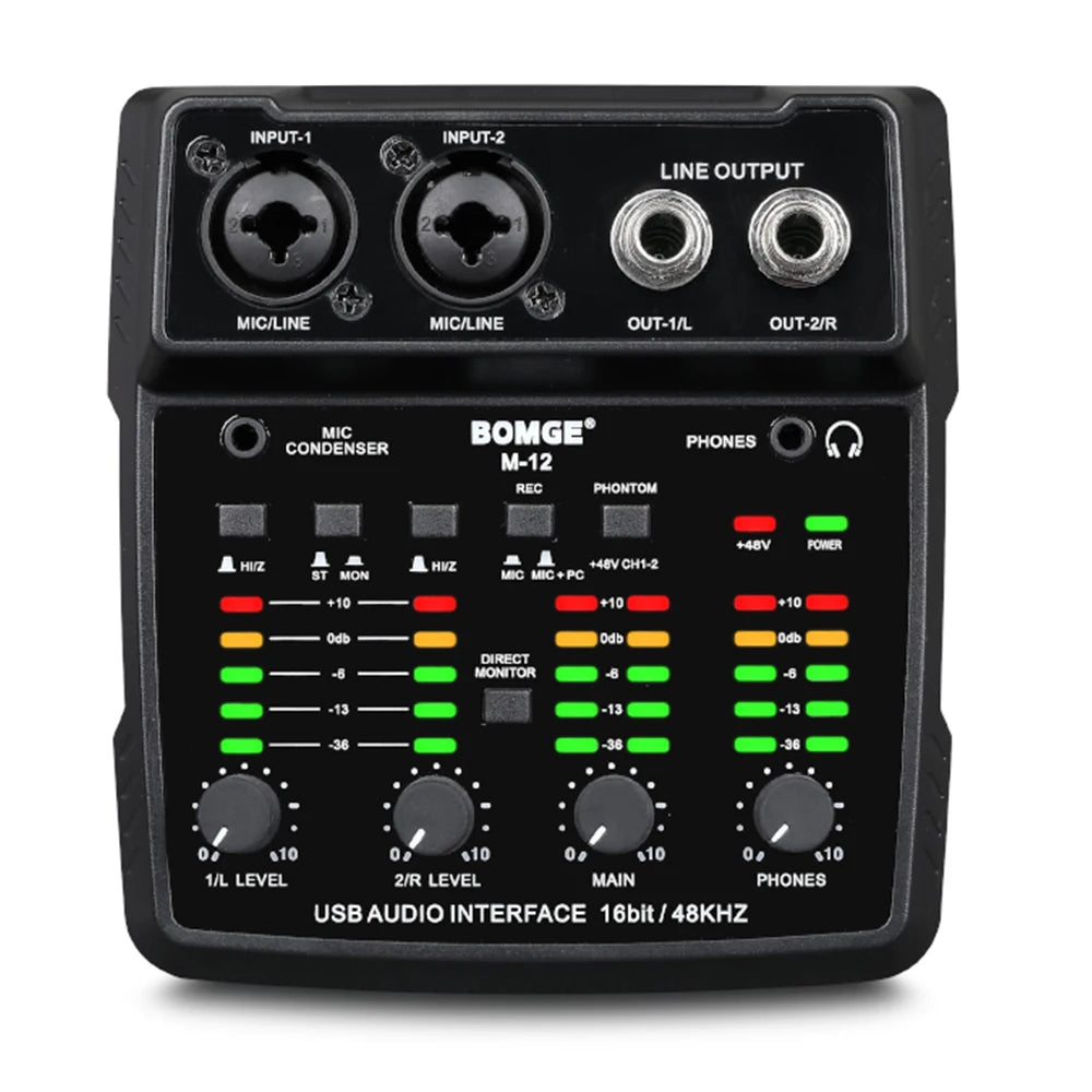 M12 2 Channel USB Audio Interface for Recording and Streaming