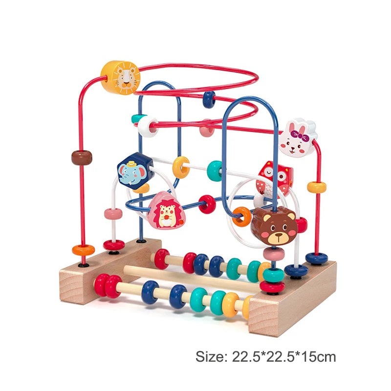 Montessori Wooden Toys Circles Bead Wire Maze Roller Coaster  Early Educational Puzzles Toy for  1 2 3 Years