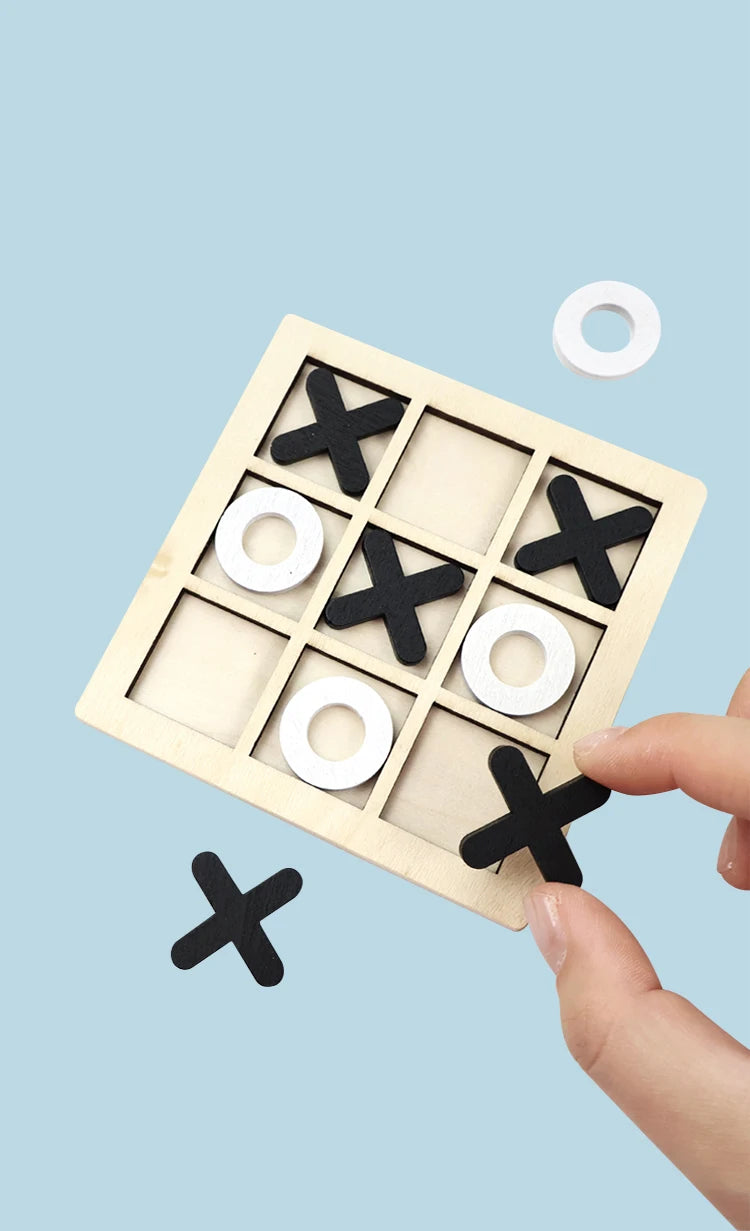Wooden Push and Shove Tic Tac Toe Strategy Game