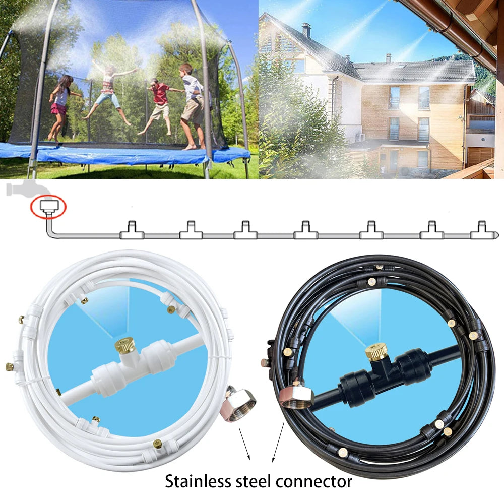 8-26M Outdoor Cooling Patio Misting System Fan Cooler Water Mist Gardenhouse Spray Hot Fog Misting System