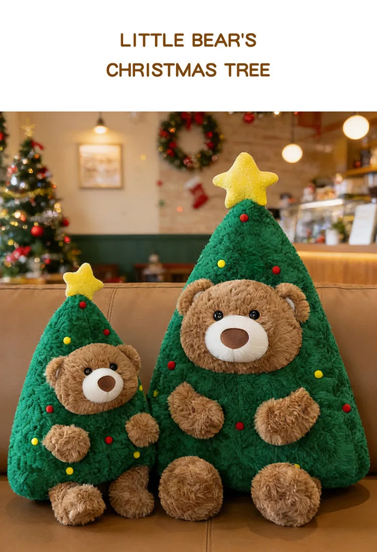 Cute Christmas Bear Plush Stuffed Doll Pillow Toy