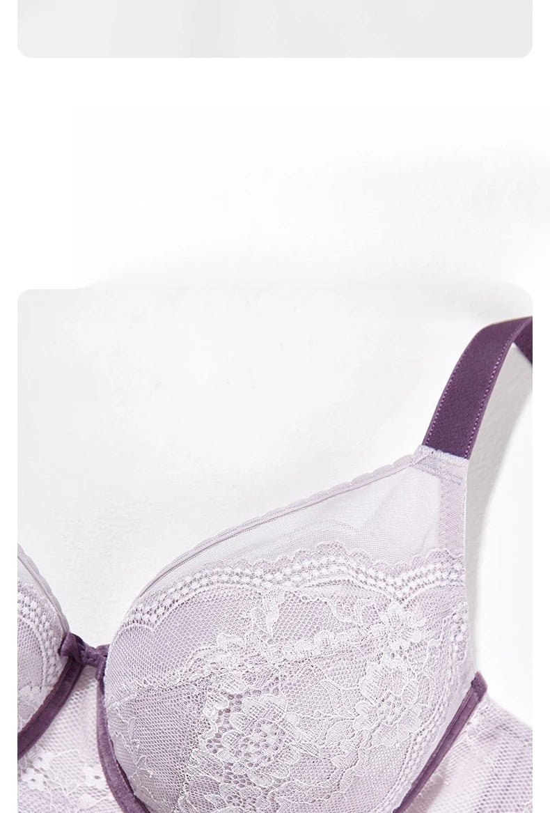Womens Lace Thin Cup Push Up Underwire Bra