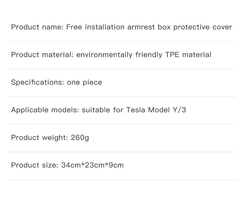 TPE Armrest Cover for Tesla Model Y Juniper Model YL and Model 3 Highland Center Console Protector