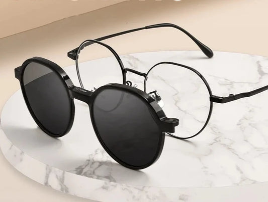 Fashion Polarizing Clip Eyewear UV Retro Round Multifunctional Optical Prescription Eyeglasses Frame For Men and Women